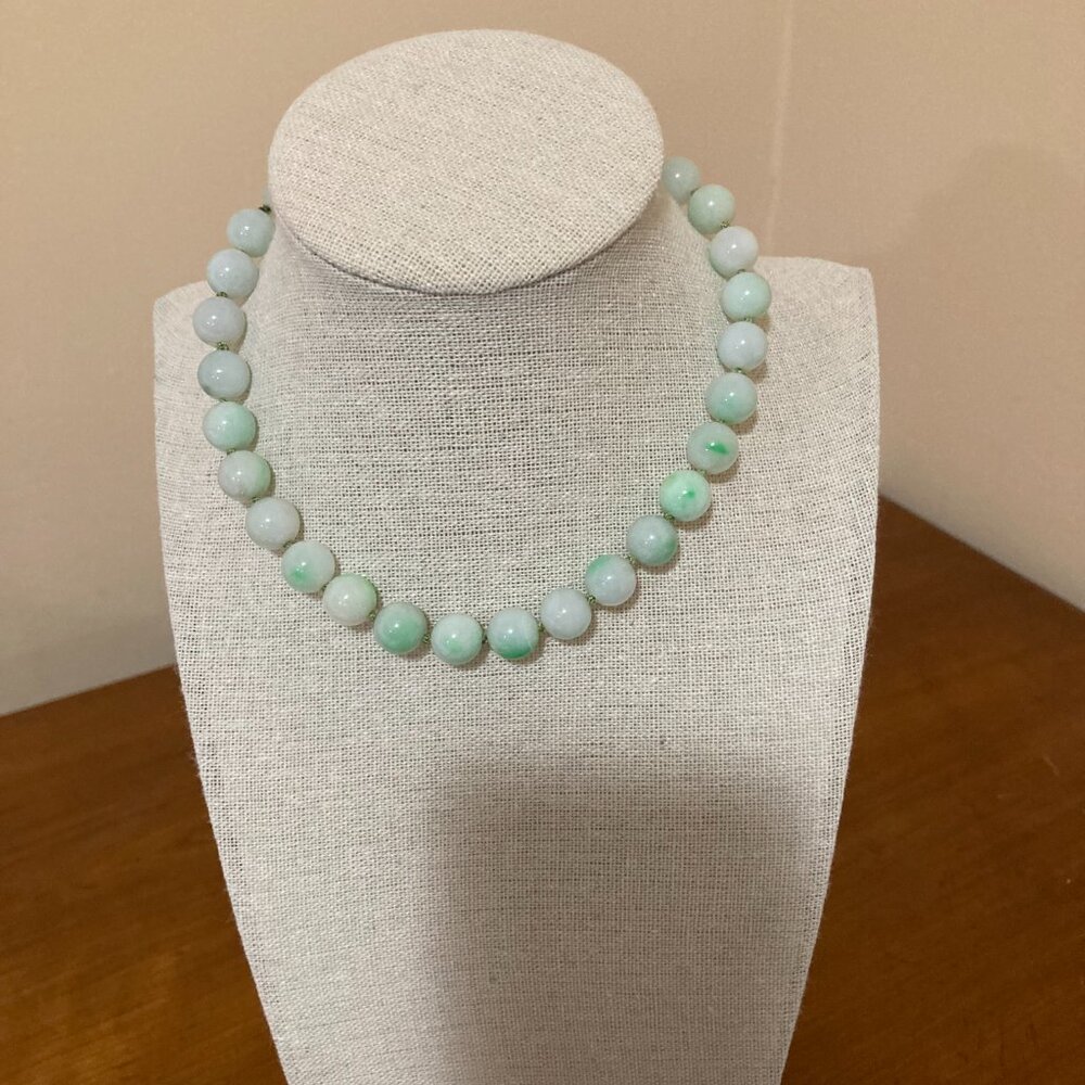 14k Yellow Gold Mings Hawaii Jade Choker Necklace 13" - Picture 2 of 8